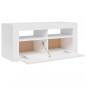 Preview: TV-Schrank mit LED-Leuchten Hochglanz-Weiß 90x35x40 cm