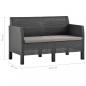 Preview: 2-Sitzer Gartensofa mit Kissen Anthrazit PP Rattan