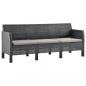 Preview: ARDEBO.de - 3-Sitzer Gartensofa mit Kissen Anthrazit PP Rattan