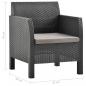 Preview: 3-tlg. Garten-Lounge-Set mit Kissen PP Rattan Anthrazit