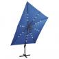 Preview: Ampelschirm mit LED Azurblau 300 cm