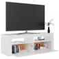 Preview: TV-Schrank mit LED-Leuchten Hochglanz-Weiß 120x35x40 cm