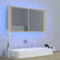 Preview: LED-Bad-Spiegelschrank Sonoma-Eiche 90x12x45 cm Acryl