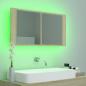 Preview: LED-Bad-Spiegelschrank Sonoma-Eiche 90x12x45 cm Acryl