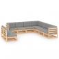 Preview: ARDEBO.de - 9-tlg. Garten-Lounge-Set mit Kissen Massivholz Kiefer