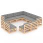 Preview: ARDEBO.de - 11-tlg. Garten-Lounge-Set mit Kissen Kiefer Massivholz