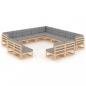 Preview: ARDEBO.de - 13-tlg. Garten-Lounge-Set mit Kissen Massivholz Kiefer