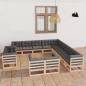 Preview: ARDEBO.de - 13-tlg. Garten-Lounge-Set mit Kissen Massivholz Kiefer