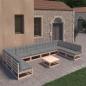 Preview: ARDEBO.de - 11-tlg. Garten-Lounge-Set mit Kissen Kiefer Massivholz