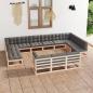 Preview: ARDEBO.de - 13-tlg. Garten-Lounge-Set mit Kissen Massivholz Kiefer