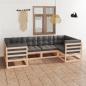 Preview: ARDEBO.de - 6-tlg. Garten-Lounge-Set mit Kissen Massivholz Kiefer