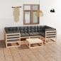 Preview: ARDEBO.de - 7-tlg. Garten-Lounge-Set mit Kissen Massivholz Kiefer