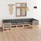 Preview: ARDEBO.de - 7-tlg. Garten-Lounge-Set mit Kissen Massivholz Kiefer