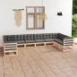 Preview: ARDEBO.de - 10-tlg. Garten-Lounge-Set mit Kissen Massivholz Kiefer