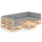 Preview: 7-tlg. Garten-Lounge-Set mit Kissen Massivholz Kiefer