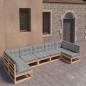 Preview: ARDEBO.de - 7-tlg. Garten-Lounge-Set mit Kissen Massivholz Kiefer