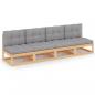 Preview: ARDEBO.de - 4-Sitzer-Gartensofa mit Kissen Kiefer Massivholz