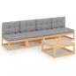 Preview: ARDEBO.de - 5-tlg. Garten-Lounge-Set mit Kissen Kiefer Massivholz