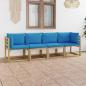 Preview: ARDEBO.de - Gartensofa 4-Sitzer mit Kissen in Hellblau