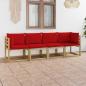 Preview: ARDEBO.de - Gartensofa 4-Sitzer mit Kissen in Rot