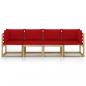 Preview: Gartensofa 4-Sitzer mit Kissen in Rot