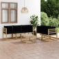 Preview: ARDEBO.de - 6-tlg. Garten-Lounge-Set mit Schwarzen Kissen