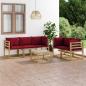 Preview: ARDEBO.de - 6-tlg. Garten-Lounge-Set mit Weinroten Kissen