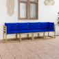 Preview: ARDEBO.de - Gartensofa 4-Sitzer mit Kissen in Blau