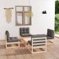 Preview: ARDEBO.de - 5-tlg. Garten-Lounge-Set mit Kissen Kiefer Massivholz