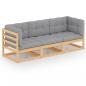 Preview: ARDEBO.de - 3-Sitzer-Gartensofa mit Kissen Kiefer Massivholz