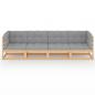 Preview: 4-Sitzer-Gartensofa mit Kissen Kiefer Massivholz