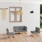 Preview: ARDEBO.de - 4-tlg. Garten-Lounge-Set mit Kissen Kiefer Massivholz