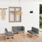 Preview: ARDEBO.de - 6-tlg. Garten-Lounge-Set mit Kissen Kiefer Massivholz