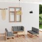 Preview: ARDEBO.de - 7-tlg. Garten-Lounge-Set mit Kissen Kiefer Massivholz