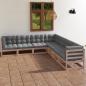 Preview: ARDEBO.de - 7-tlg. Garten-Lounge-Set mit Kissen Kiefer Massivholz