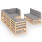 Preview: ARDEBO.de - 7-tlg. Garten-Lounge-Set mit Kissen Massivholz Kiefer