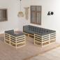 Preview: ARDEBO.de - 7-tlg. Garten-Lounge-Set mit Kissen Massivholz Kiefer