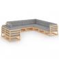 Preview: 9-tlg. Garten-Lounge-Set mit Kissen Massivholz Kiefer