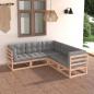 Preview: ARDEBO.de - 5-tlg. Garten-Lounge-Set mit Kissen Massivholz Kiefer