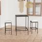 Preview: ARDEBO.de - 3-tlg. Gartenbar-Set mit Kissen Poly Rattan Schwarz