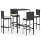 Preview: 5-tlg. Gartenbar-Set mit Kissen Poly Rattan Schwarz