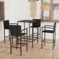 Preview: ARDEBO.de - 5-tlg. Gartenbar-Set Poly Rattan Schwarz