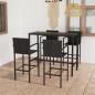 Preview: ARDEBO.de - 5-tlg. Gartenbar-Set Poly Rattan Schwarz