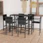 Preview: ARDEBO.de - 7-tlg. Gartenbar-Set Poly Rattan Grau