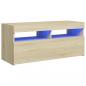 Preview: TV-Schrank mit LED-Leuchten Sonoma-Eiche 90x35x40 cm