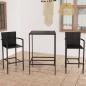 Preview: ARDEBO.de - 3-tlg. Gartenbar-Set Poly Rattan Schwarz