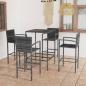 Preview: ARDEBO.de - 5-tlg. Gartenbar-Set Poly Rattan Grau