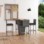 Preview: ARDEBO.de - 5-tlg. Gartenbar-Set mit Kissen Poly Rattan Grau