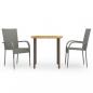 Preview: ARDEBO.de - 3-tlg. Garten-Essgruppe Poly Rattan Grau