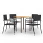 Preview: ARDEBO.de - 5-tlg. Garten-Essgruppe Poly Rattan Schwarz